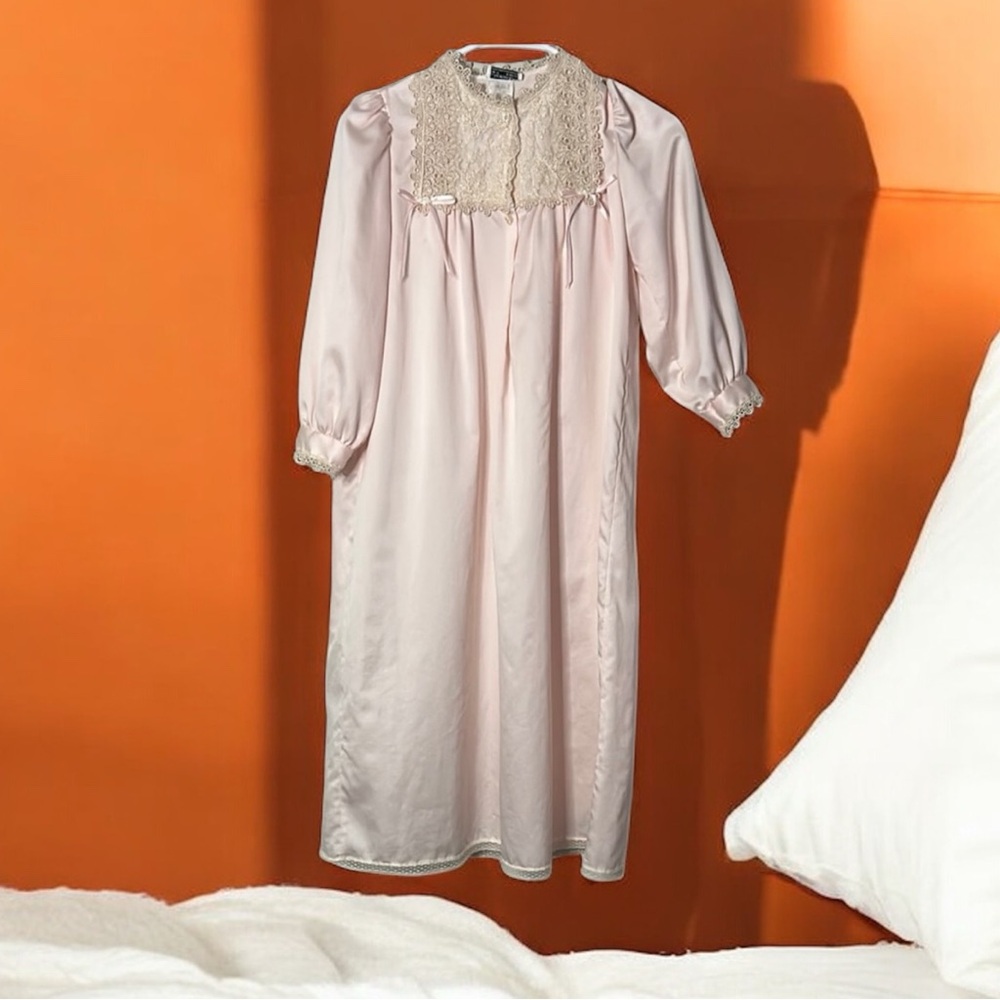 Dior Light Pink Satin Nightgown with Lace